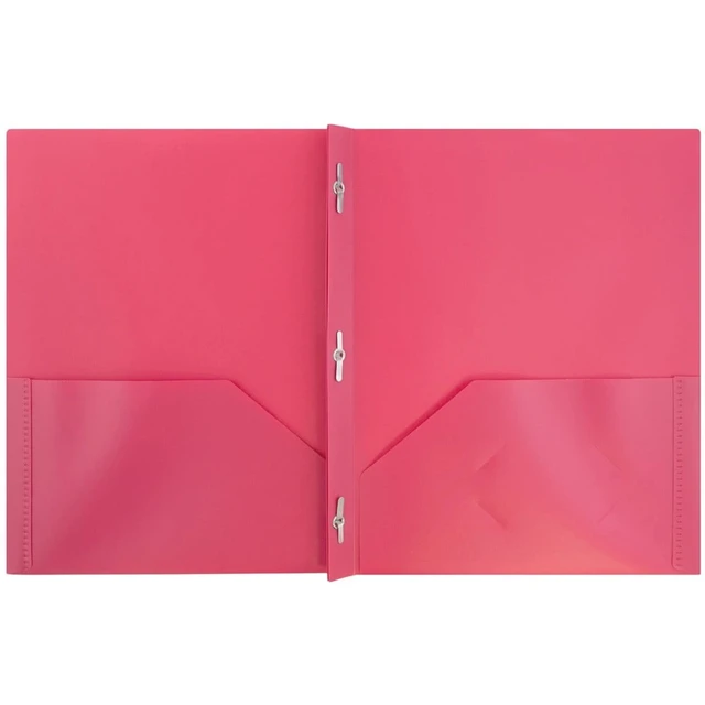 Alt view image 2 of 6 - JAM Paper Plastic 2 Pocket School Prong Folders, 9.5 x 11.75, Assorted Primary Colors, 6/Pack