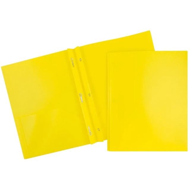Alt view image 4 of 6 - JAM Paper Plastic 2 Pocket School Prong Folders, 9.5 x 11.75, Assorted Primary Colors, 6/Pack