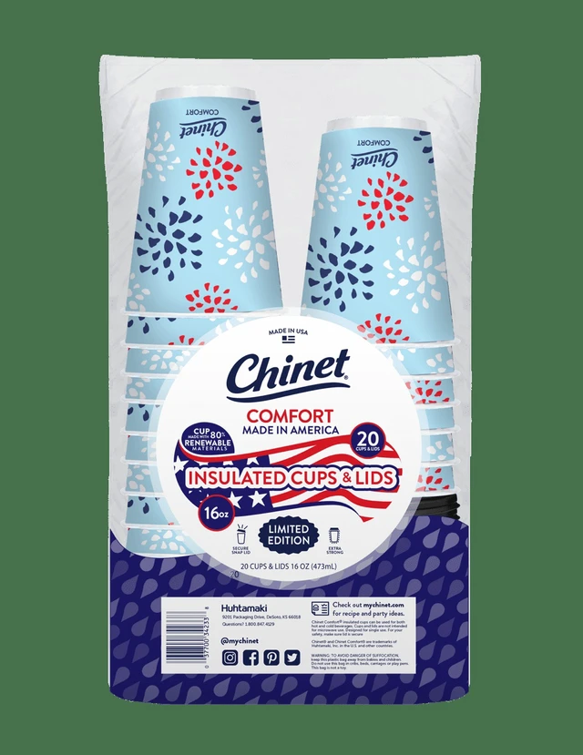 Alt view image 4 of 6 - 16 oz, 20 Count Chinet Comfort Premium Disposable Paper Hot Cups with Lids, Patriotic
