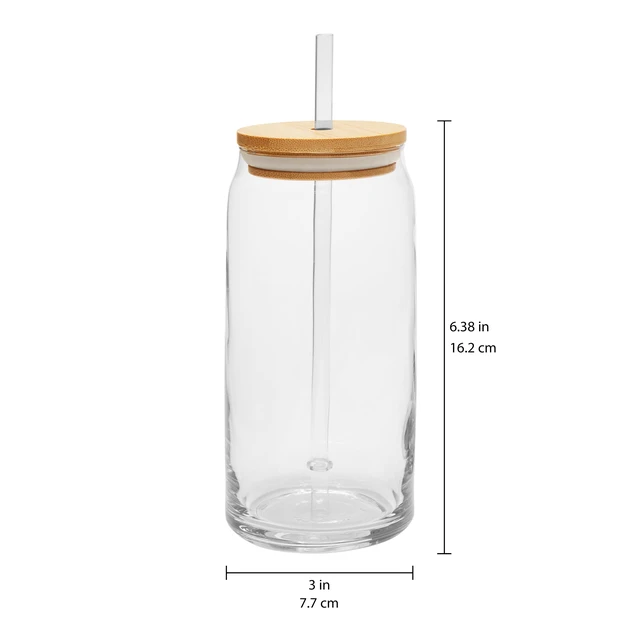 Alt view image 2 of 6 - Mainstays Briar Can Glass Drinkware with Lids and Straws, Set of 4