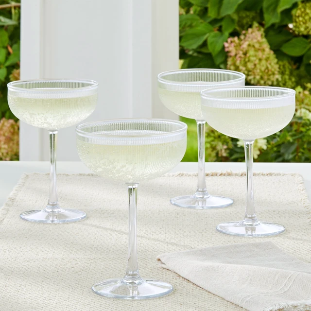 Alt view image 7 of 7 - Better Homes & Gardens 4-Piece Clear Ribbed Tritan Coupe Glass Set