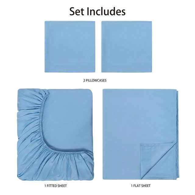 Alt view image 4 of 6 - Mainstays Basic Value Microfiber Full Sheet Set, 4 Piece, Light Blue