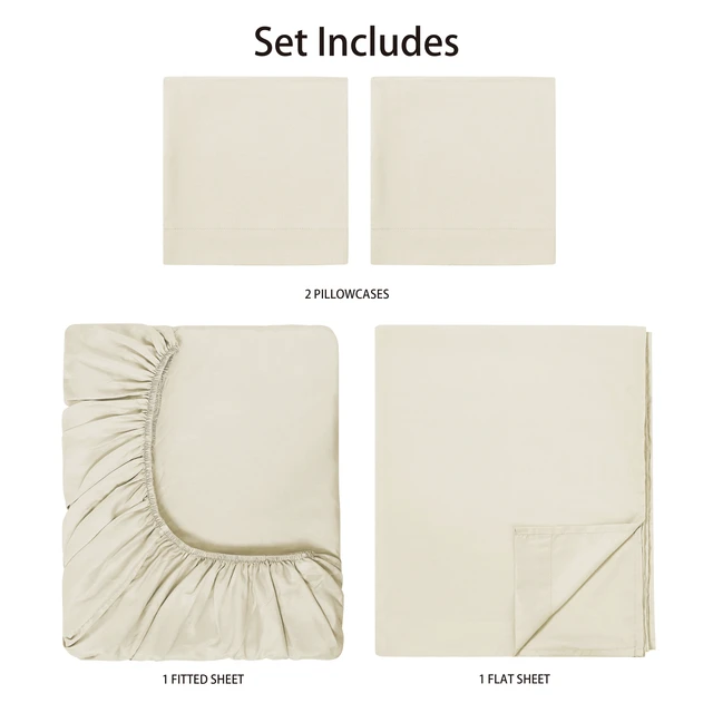 Alt view image 3 of 6 - Mainstays Full Microfiber 4-Piece Bed Sheet Set, Fresh Ivory