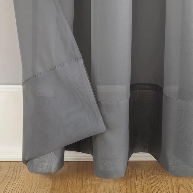 Alt view image 5 of 7 - Mainstays Marjorie Sheer Voile Rod Pocket Single Curtain Panel, 59in x 108in, Grey