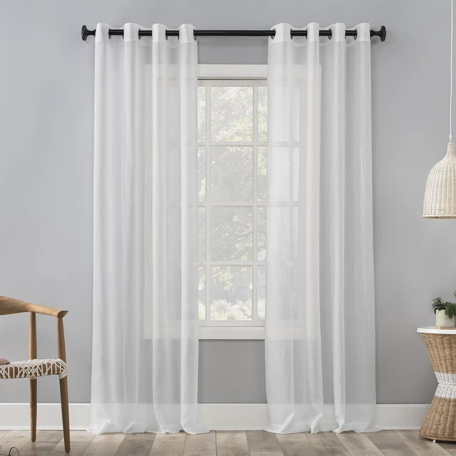 Main image of Mainstays Marjorie Crushed Sheer Voile Grommet White Curtain Panel