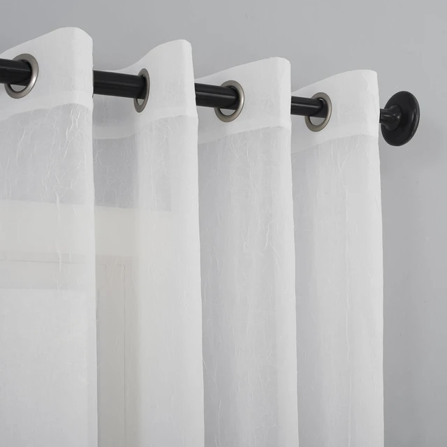 Alt view image 7 of 7 - Mainstays Marjorie Crushed Sheer Voile Grommet White Curtain Panel