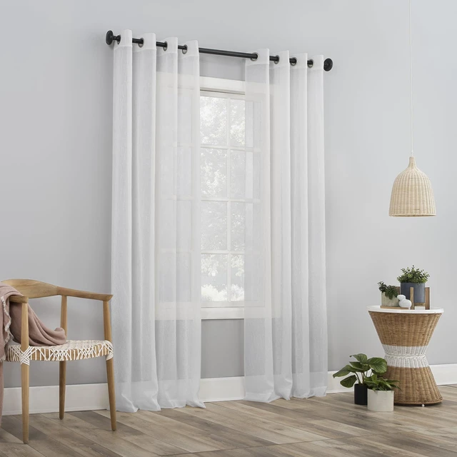 Alt view image 6 of 7 - Mainstays Marjorie Crushed Sheer Voile Grommet White Curtain Panel