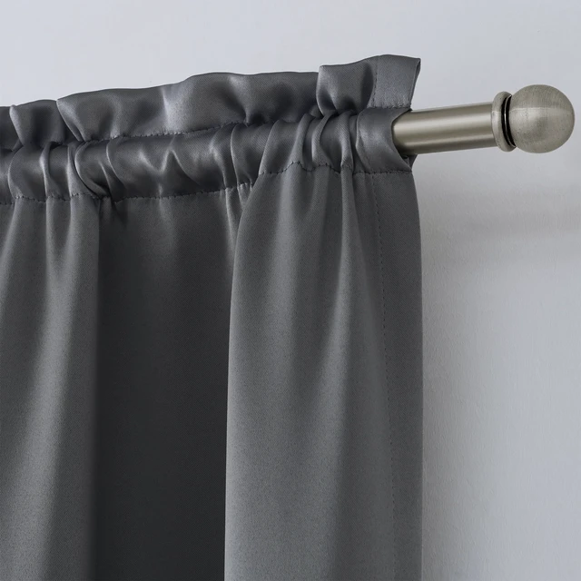 Alt view image 3 of 5 - Mainstays Solid Blackout Curtain Panel Pair, Set of 2, 30in W x 84in L, Charcoal Gray