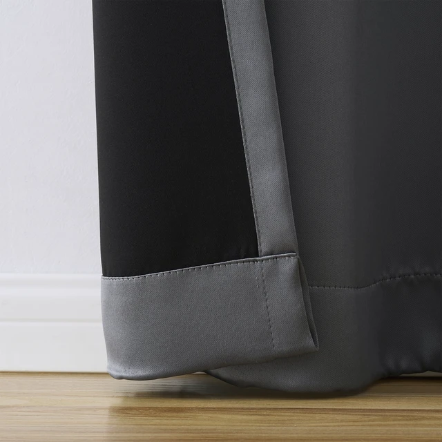 Alt view image 5 of 5 - Mainstays Solid Blackout Curtain Panel Pair, Set of 2, 30in W x 84in L, Charcoal Gray