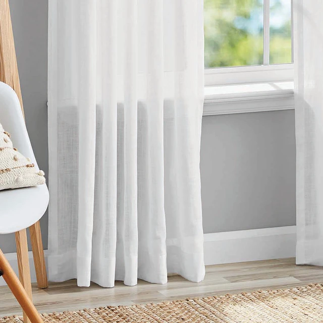 Alt view image 2 of 5 - Mainstays 100% Cotton Indoor Sheer Rod Pocket Single Curtain Panel, White, 50"W x 63"L