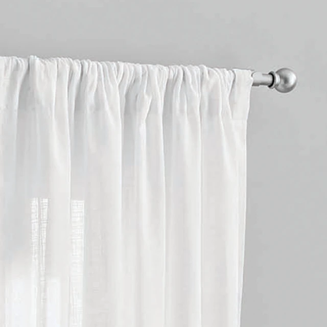 Alt view image 4 of 5 - Mainstays 100% Cotton Indoor Sheer Rod Pocket Single Curtain Panel, White, 50"W x 63"L