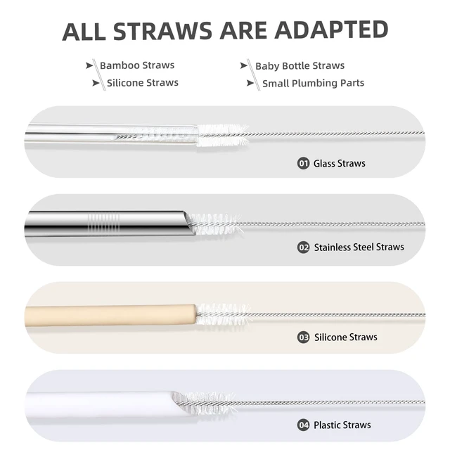 Alt view image 2 of 7 - 9-Piece Straw Cleaner Brush Kit for Stanley Mug 40oz, 30oz, 20oz, 3-Size Extra Long Pipe Cleaners for Tumbler, Sippy Cup, Bottle and Tube