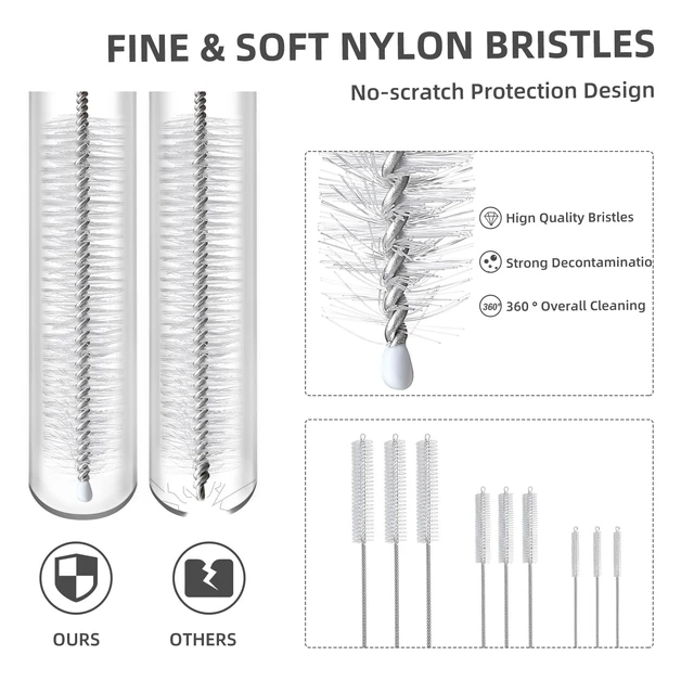 Alt view image 4 of 7 - 9-Piece Straw Cleaner Brush Kit for Stanley Mug 40oz, 30oz, 20oz, 3-Size Extra Long Pipe Cleaners for Tumbler, Sippy Cup, Bottle and Tube