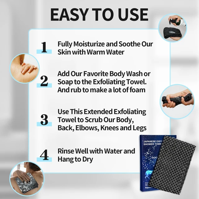 Alt view image 5 of 6 - Exfoliating Washcloth Shower Towels Rich Silver Ion & Carbon Fiber