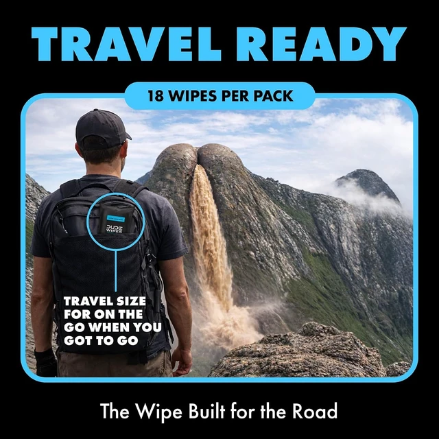 Alt view image 6 of 6 - DUDE Wipes Unscented Adult Flushable Travel Wipes for Camping, 18 Count
