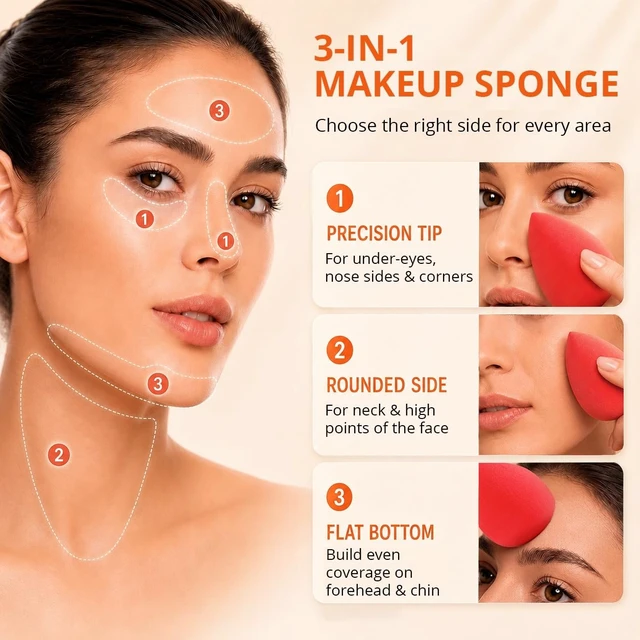 Alt view image 4 of 6 - BEAKEY 5-Pack Makeup Sponge Set, Foundation Beauty Sponges and Soft Blenders