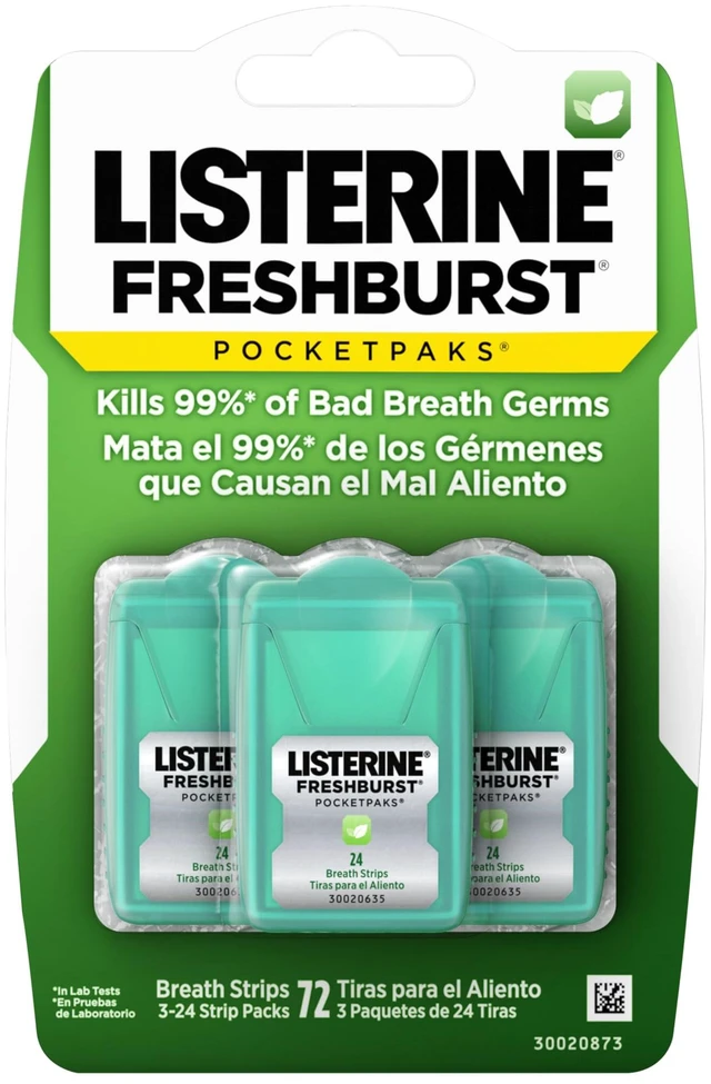 Main image of Listerine PocketPaks Breath Strips Freshburst 24 Count (Pack of 3)