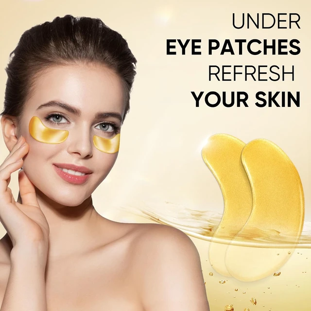 Alt view image 5 of 6 - 20Pcs 24K Gold Under Eye Patches for Dark Circles, Puffy Eyes, and Wrinkles, Eye Cream for Men and Women