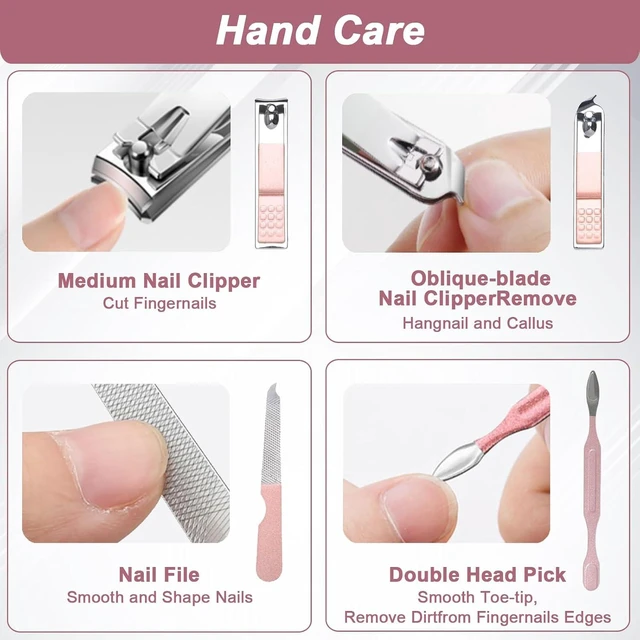 Alt view image 3 of 7 - WOXVM 7-in-1 Professional Manicure Set, Stainless Steel Nail Clippers Scissors Pedicure Kit with Luxurious Travel Case, Portable Grooming Gift for Women