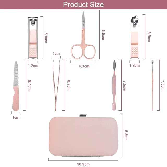 Alt view image 7 of 7 - WOXVM 7-in-1 Professional Manicure Set, Stainless Steel Nail Clippers Scissors Pedicure Kit with Luxurious Travel Case, Portable Grooming Gift for Women
