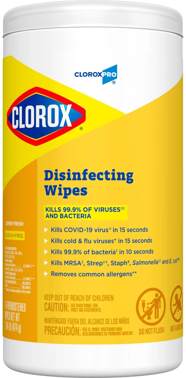 Main image of CloroxPro Clorox Disinfecting Wipes, Lemon Fresh, 75 Count (Package May Vary)