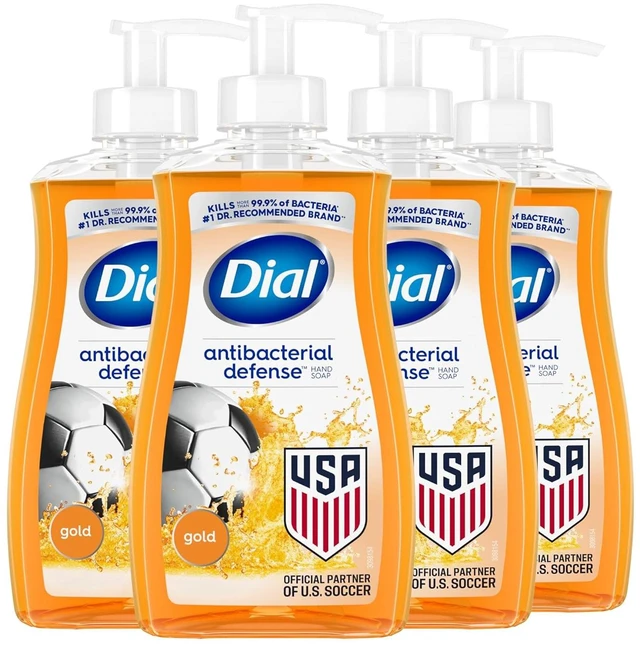 Main image of Dial Antibacterial Defense Liquid Hand Soap + Aloe, Gold Scent, 11 Fl Oz (Pack of 4), Dermatologist-Tested, Gentle Formula