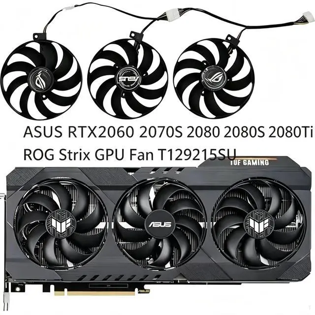 Main image of 90mm GPU Cooling Fan T129215SU, DC12V 7Pin PWM Video Card Cooler Replacement for ASUS ROG Strix RTX 2060, RTX 2070 SUPER, RTX 2080, RTX 2080 SUPER, RTX 2080 Ti Graphics Card