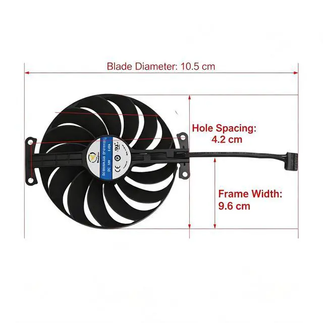 Alt view image 5 of 5 - 105mm Graphics Card Cooling Fan CF1010U12D, DC12V 4Pin PWM Video Card Cooler Replacement for ASUS RTX 3050, RTX 3060 PHOENIX ITX Gaming GPU Fan