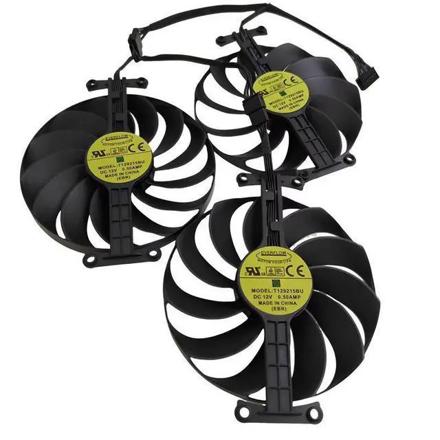 Alt view image 4 of 7 - 97mm GPU Cooling Fan T129215BU CF9010U12D, DC12V 7Pin PWM Video Card Cooler Replacement for ASUS ROG STRIX RTX 3060Ti,3070,3080,3090 RX 6700XT,6800 Graphics Card