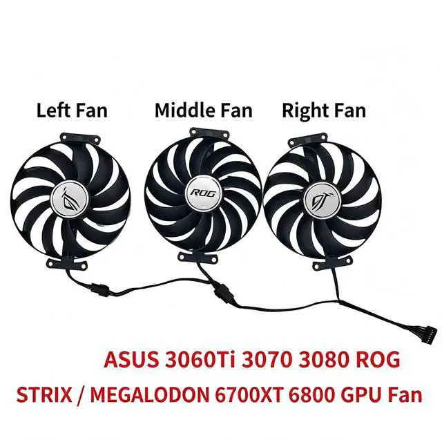 Alt view image 3 of 7 - 97mm GPU Cooling Fan T129215BU CF9010U12D, DC12V 7Pin PWM Video Card Cooler Replacement for ASUS ROG STRIX RTX 3060Ti,3070,3080,3090 RX 6700XT,6800 Graphics Card