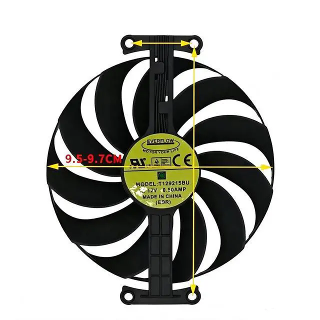 Alt view image 5 of 7 - 97mm GPU Cooling Fan T129215BU CF9010U12D, DC12V 7Pin PWM Video Card Cooler Replacement for ASUS ROG STRIX RTX 3060Ti,3070,3080,3090 RX 6700XT,6800 Graphics Card