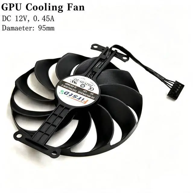 Alt view image 5 of 5 - GPU Cooling Fan Replacement, FDC10U12D9-C 95mm DC12V 0.45A 6Pin PWM Graphics Card Cooler Compatible with ASUS GTX1650 GTX1630 GDDR6 4GB PHOENIX Video Card