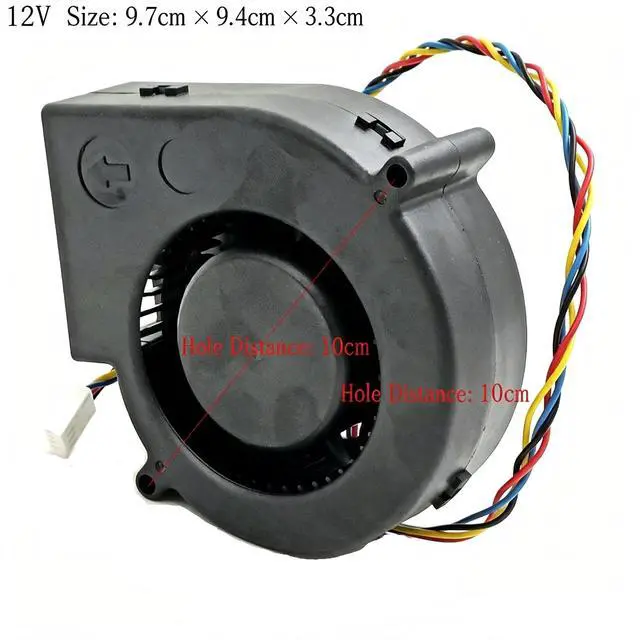 Alt view image 3 of 6 - DC 12V Centrifugal Blower Fan 9733, SHLFB1012EHKH302 Adjustable Speed Turbo Exhaust Fan 2.94A Small Vortex Air Blower for Barbecue & Firewood Stove Ventilation