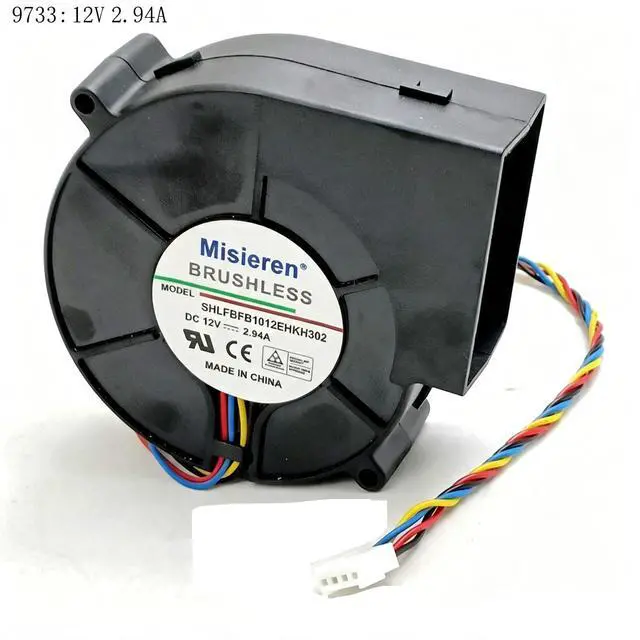 Alt view image 5 of 6 - DC 12V Centrifugal Blower Fan 9733, SHLFB1012EHKH302 Adjustable Speed Turbo Exhaust Fan 2.94A Small Vortex Air Blower for Barbecue & Firewood Stove Ventilation