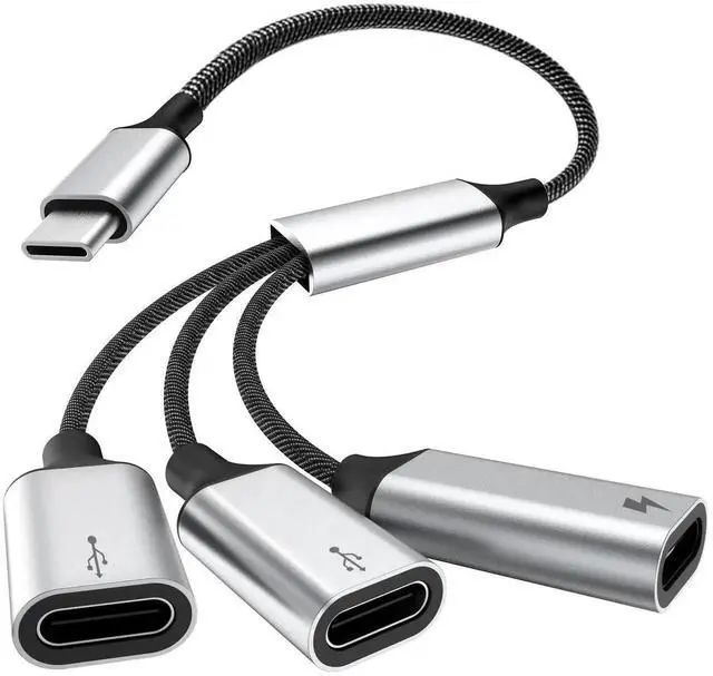 Main image of 3-in-1 USB-C Splitter Hub 25cm Cable, USB-C Male to 3 Type-C Female OTG Multiport Adapter, Fast Charging & Data Transfer for Steam Deck, Meta Quest 3, PS5, Laptop (NOT for Monitor)