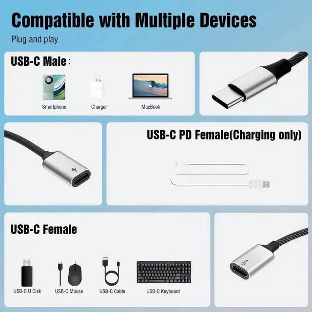 Alt view image 2 of 7 - 3-in-1 USB-C OTG Splitter Hub, Type-C Male to USB-A + Dual Type-C Adapter, PD Pass-Through Charging & Data Transfer, Compatible with Steam Deck, Android Phone, Flash Drive, Type-C Digital Headset