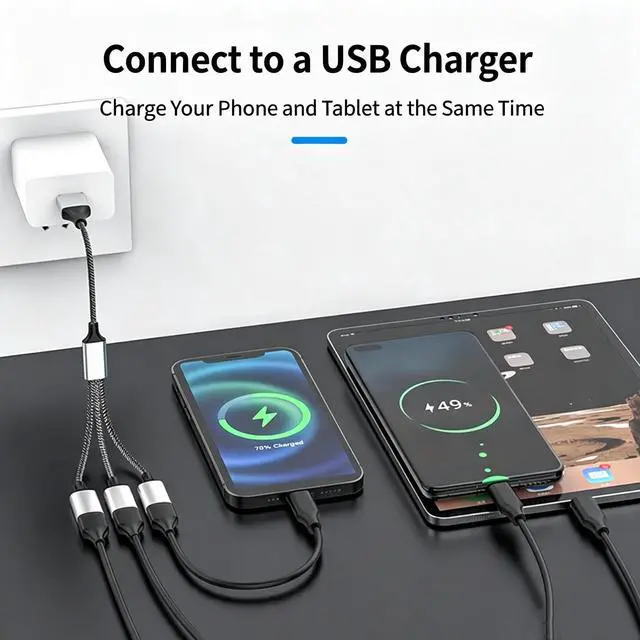 Alt view image 4 of 7 - 3-in-1 USB-C OTG Splitter Hub, Type-C Male to USB-A + Dual Type-C Adapter, PD Pass-Through Charging & Data Transfer, Compatible with Steam Deck, Android Phone, Flash Drive, Type-C Digital Headset