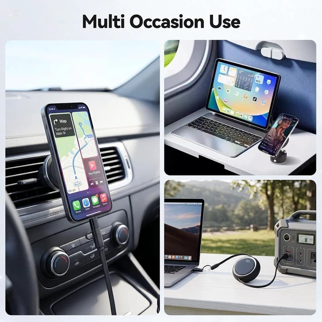 Alt view image 7 of 7 - AJMRTC 4 in 1 Retractable Charging Cable, 100W PD Fast Charging Cord, Interchangeable USB-A USB-C to Lightning Type-C, Portable Travel Car Charger Wire for iPhone, Samsung, MacBook, Android Laptops