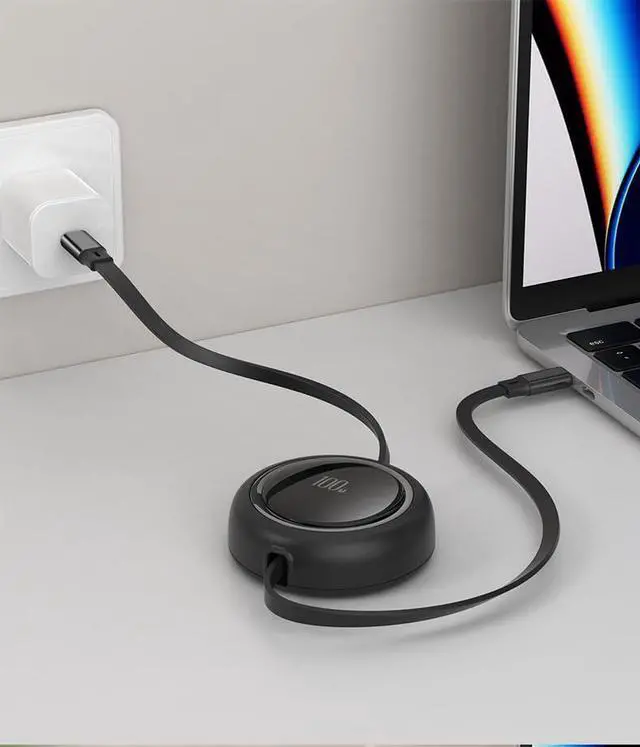 Alt view image 3 of 7 - AJMRTC 100W Retractable USB C to USB C Cable 3.3ft/100cm, 5-Stage Length Preset, Mini Portable Travel Type C Charger Cable for iPhone 16/15 Series MacBook iPad Samsung Galaxy S24 S21 S10 Note 10
