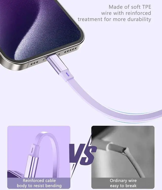 Alt view image 4 of 7 - AJMRTC 100W Retractable USB-C to USB-C Cable 3.3ft/100cm, 4 Adjustable Length Presets, Mini Portable Travel Type C Fast Charging Cord for iPhone 16/15 MacBook iPad Samsung Galaxy S24 S21 Note10, Purpl