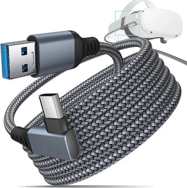 Main image of AJMRTC VR Link Cable 20FT/6M Braided, USB 3.2 Type A to USBC High Speed Data Transfer Fast Charging Cord for Meta Quest 3/3S/2/1 VR Headset, PC Steam Virtual Reality Gaming Accessories