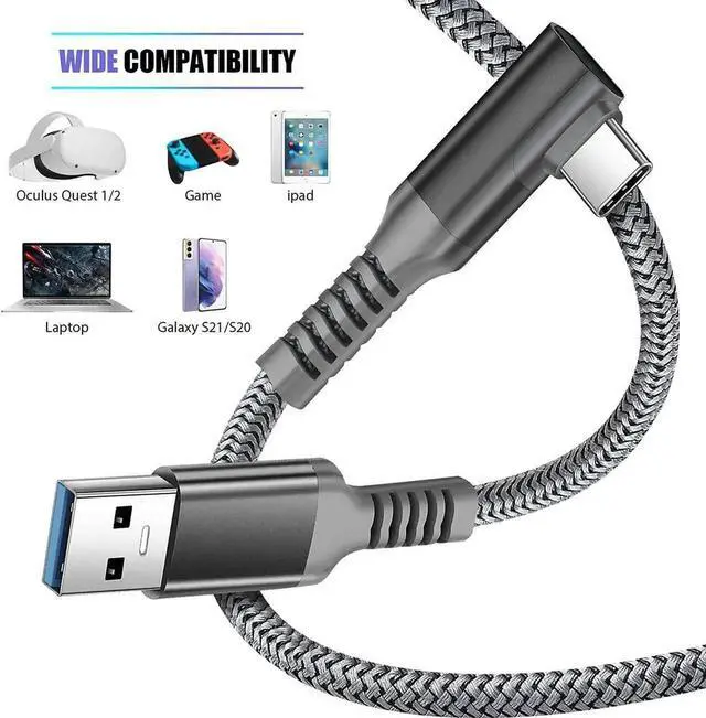 Main image of VR Link Cable 10FT/3M Braided, USB3.2 AtoC 5Gbps HighSpeed Data Transfer Fast Charging Cord for Meta Quest 3/3S/2/1 VR Headset, PC Steam VR Gaming