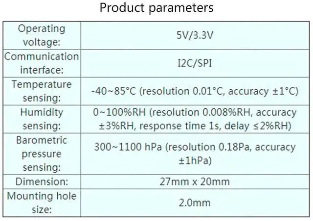 Alt view image 7 of 7 - AJMRTC BME280 Environmental Sensor Module, Temperature Humidity Barometric Pressure Sensor, I2C & SPI Interface 3.3V5V Compatible for Raspberry Pi Arduino