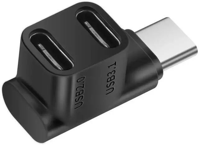 Alt view image 7 of 7 - AJMRTC LShaped 2in1 USBC Splitter Adapter, Dual TypeC Port Hub 100W PD Fast Charging, USB3.1 10Gbps Data 4K@60Hz Video Output for Laptop Tablet Phone