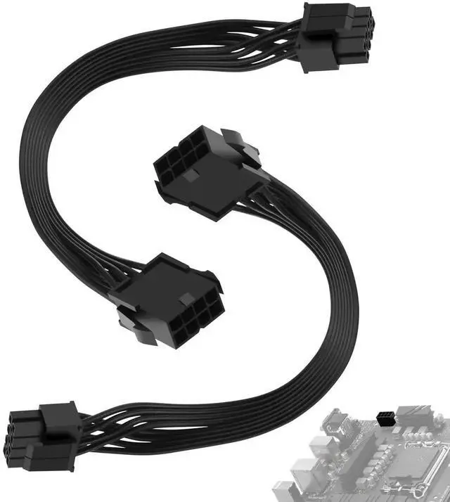Main image of 2 Pack EPS 8 Pin (4+4) CPU ATX Power Extension Cable, 11.8 Inch(30CM) Motherboard CPU 8Pin Male to Female Power Cord, ATX EPS 4+4 Pin Extension Wire for Desktop Motherboard CPU Power Supply