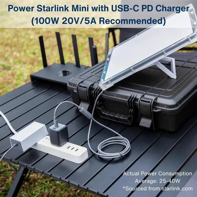 Alt view image 2 of 7 - AJMRTC DC Female to USBC Male Waterproof Adapter Cable for Starlink Mini Satellite Dish, 7.87Inch(20CM), Builtin PD Trigger 100W PD, RV Camping OffGrid Accessory for USBC PD Charger & Power Bank