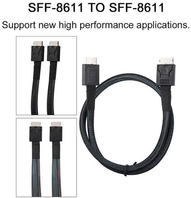 Alt view image 7 of 7 - AJMRTC OCuLink SFF8611 4i Male to Male Extension Cable 100CM, PCIe 4.0 x4 64Gbps High Speed Data Cord, Compatible with eGPU External Graphics Card, GPD Win Max2, NVMe SSD Expansion