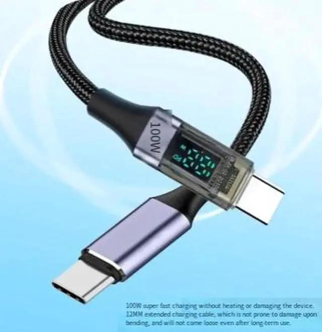 Alt view image 4 of 4 - AJMRTC 2M USBC to USBC Cable with LED Digital Display, 100W PD 5A Fast Charging TypeC Data Cord, Smart Current Power Monitoring for Laptop, iPhone 15/16, iPad, Galaxy, Pixel, Tablet and USBC Devic