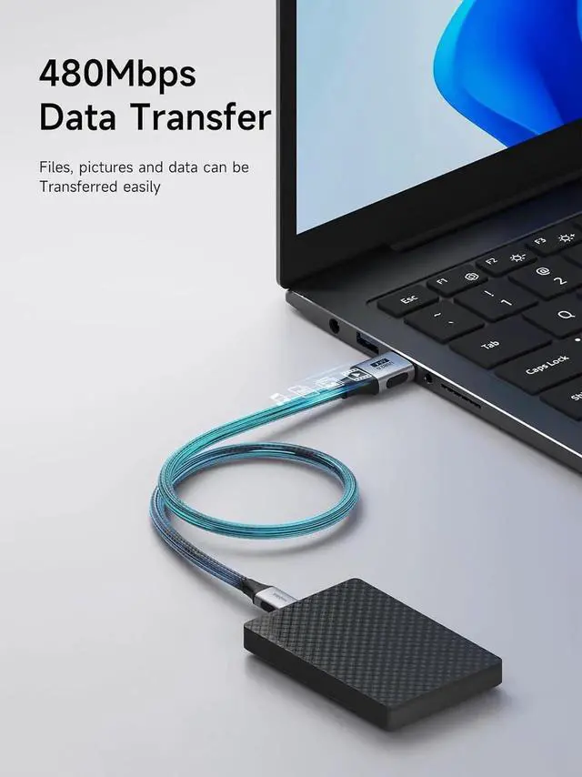 Alt view image 4 of 7 - AJMRTC 0.8ft USB A to USBC Braided 6A Fast Charging Cable, 480Mbps Data Sync PD Power Delivery Cord, Android Auto & Carplay Compatible for iPhone 17 16 15 Pro Max, Samsung, Pixel, USBC Phones