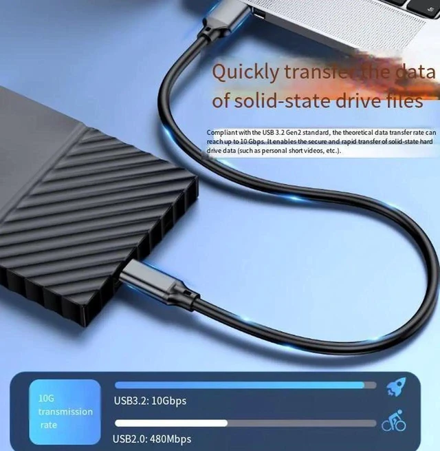 Alt view image 3 of 3 - AJMRTC 1M USB 3.2 TypeC Cable, USBC to USBC 10Gbps High Speed Data Cord, 60W PD Fast Charging Cable for External Hard Drive, CarPlay, Laptop, Phone and USBC Devices